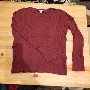 Merona Maroon Crew Neck Long Sleeve Cable Sweater